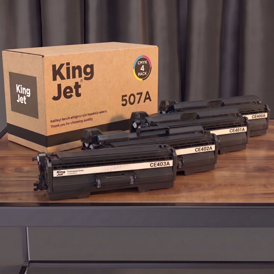 KingJET HP Uyumlu 507A 4 Renk Standart Kapasiteli (Takım) Çipli Muadil Toner | M570DN