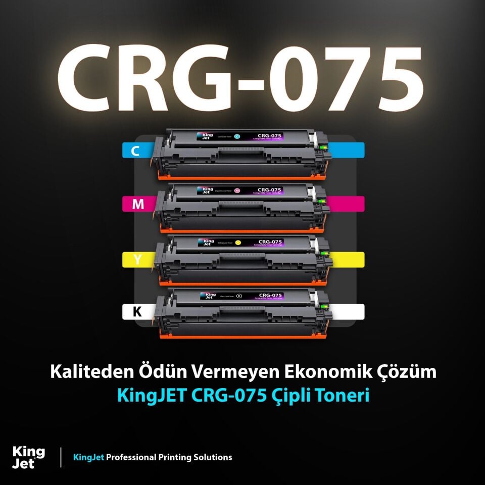 KingJET Canon Uyumlu CRG-075 Standart Kapasiteli 4 Renk (Takım) Çipli Muadil Toneri | MF667cdw