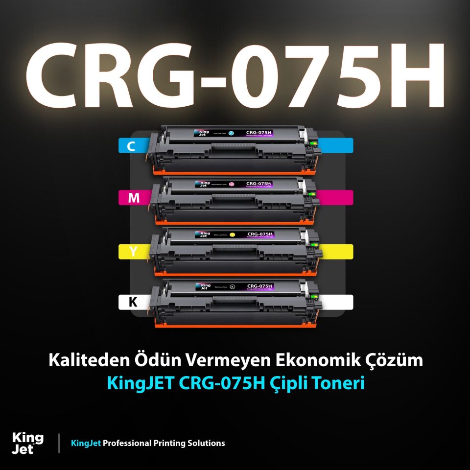 KingJET Canon Uyumlu CRG-075H Yüksek Kapasiteli 4 Renk (Takım) Çipli Muadil Toneri | MF667cdw