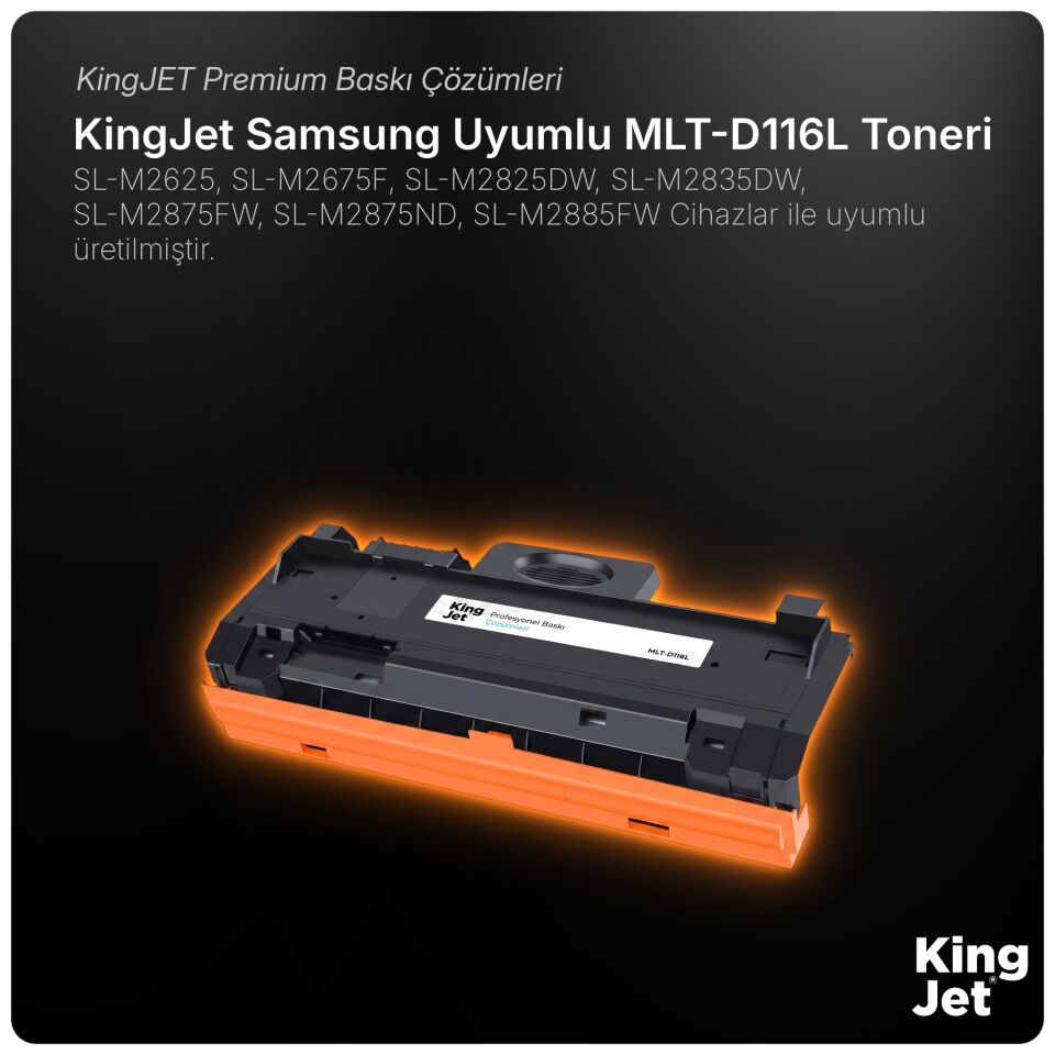 KingJET Samsung Uyumlu MLT-D116L Yüksek Kapasiteli (4'lü Paket) Çipli Muadil Toner | Xpress SL-M2825DW
