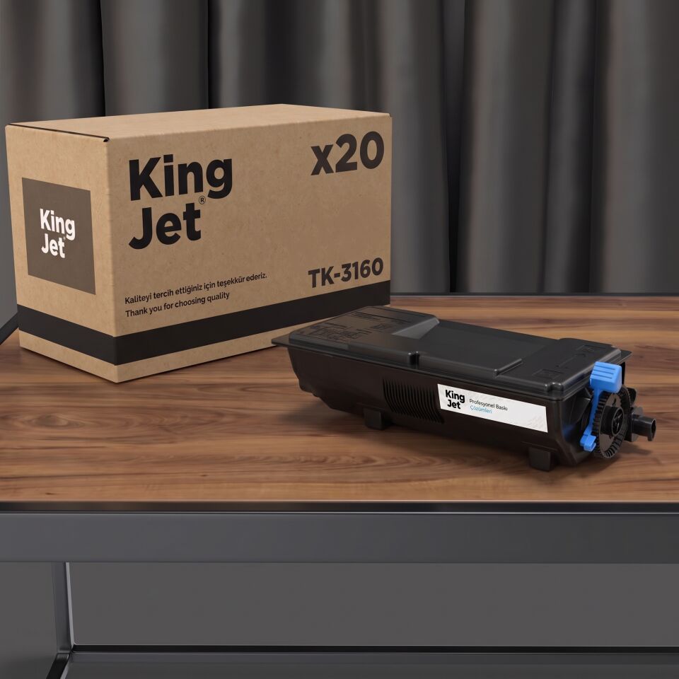 KingJET Kyocera Uyumlu TK-3160 Standart Kapasiteli (20'li Paket) Çipli Muadil Toner | ECOSYS M3860idnf