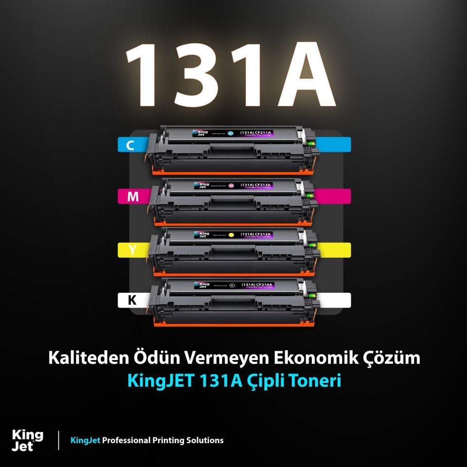 KingJET HP Uyumlu (131A) CF210A Standart Kapasiteli 4 Renk (Takım) Çipli Muadil Toneri