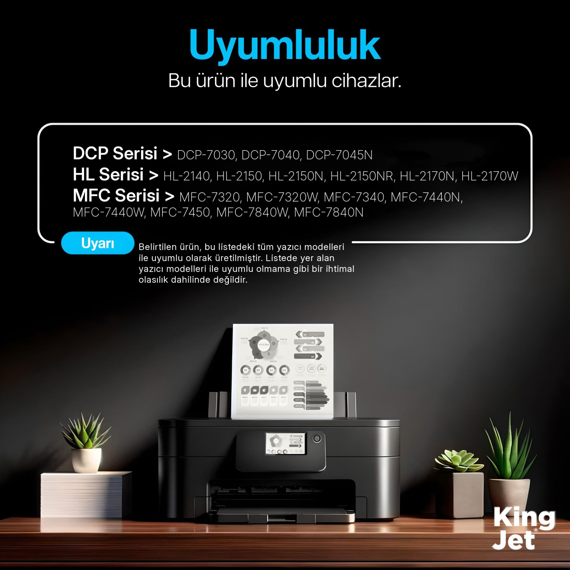 KingJET Brother Uyumlu TN-2150 Standart Kapasiteli (20'li Paket) Muadil Toner | MFC-7840W uyumlu yazıcı modelleri