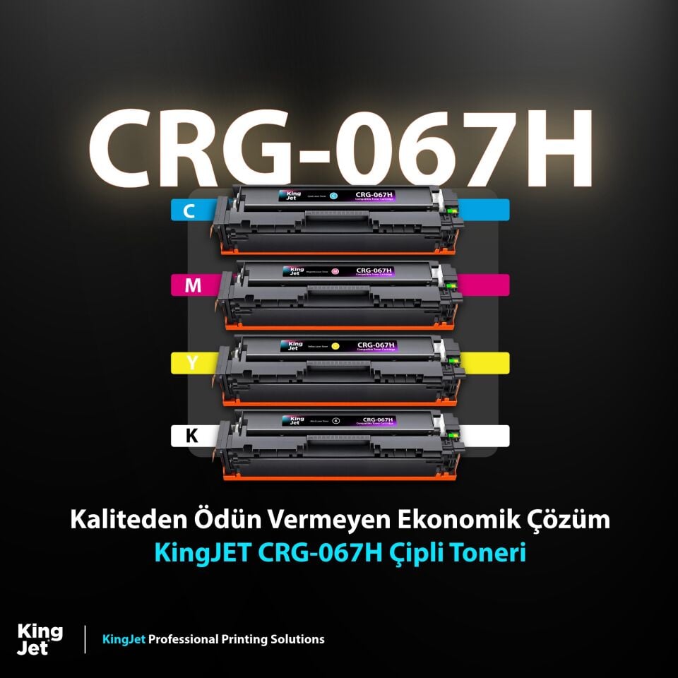 KingJET Canon Uyumlu CRG-067H Yüksek Kapasiteli 4 Renk (Takım) Çipli Muadil Toneri