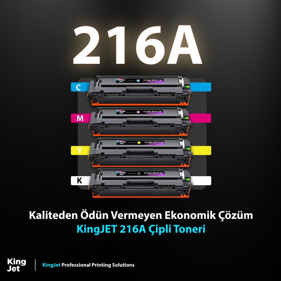 KingJET HP Uyumlu (216A) W2410A Standart Kapasiteli 4 Renk (Takım) Çipli Muadil Toneri