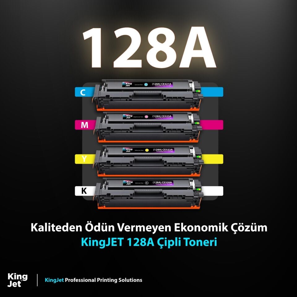 KingJET HP Uyumlu (128A) CE320A Standart Kapasiteli 4 Renk (Takım) Çipli Muadil Toneri