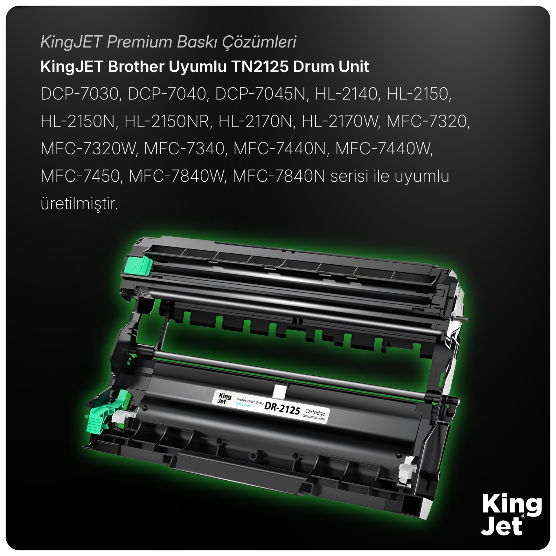 KingJET Brother Uyumlu DR-2125 (Tekli) Muadil Drum Ünitesi | HL-2150N