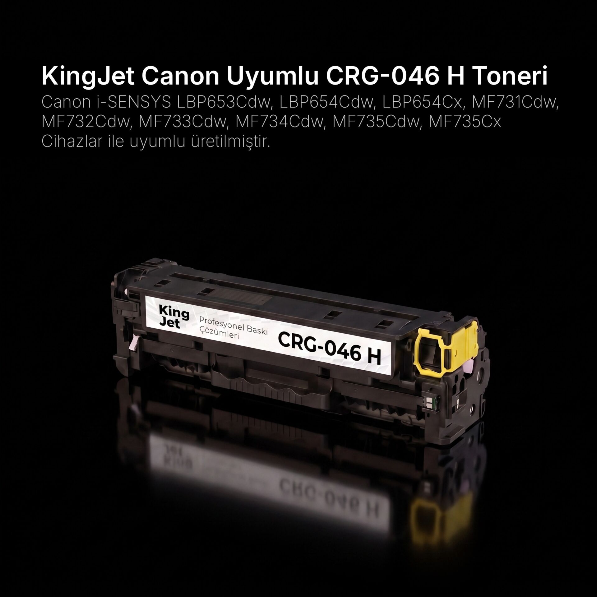 KingJET Canon Uyumlu CRG-046H Sarı Yüksek Kapasiteli (Tekli) Çipli Muadil Toner