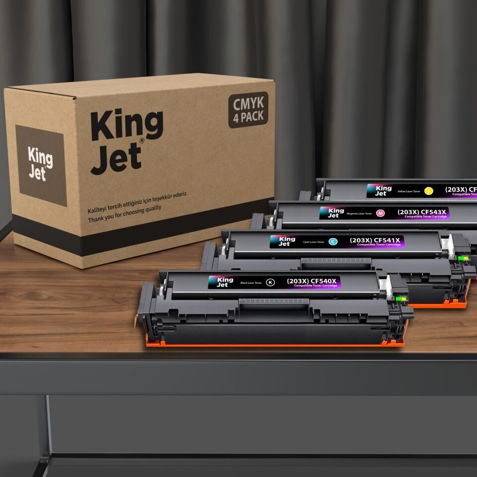 KingJET HP Uyumlu (203X) CF540X Yüksek Kapasiteli 4 Renk (Takım) Çipli Muadil Toneri | M254nw