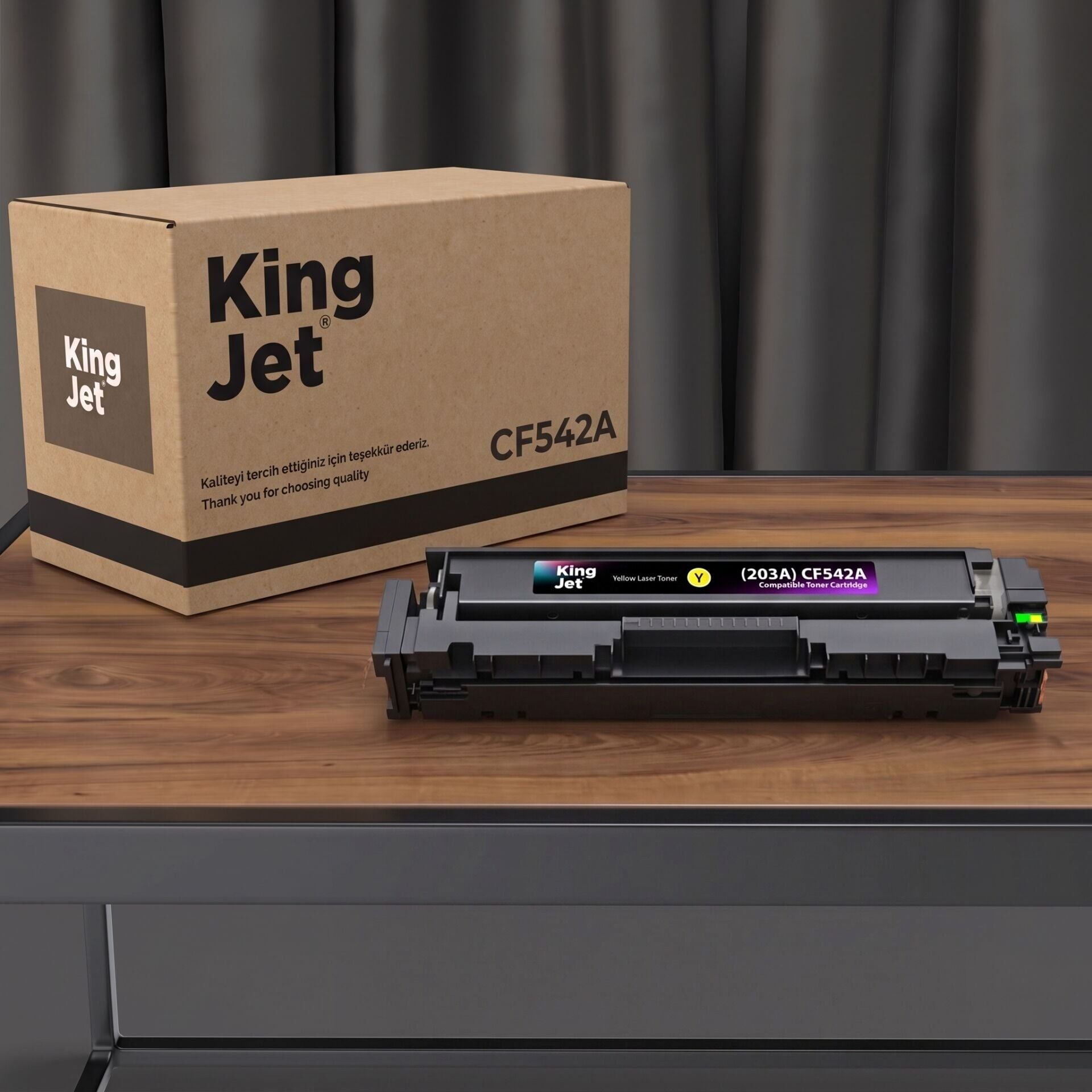 KingJET HP Uyumlu CF542A Sarı Standart Kapasiteli (Tekli) Çipli Muadil Toner