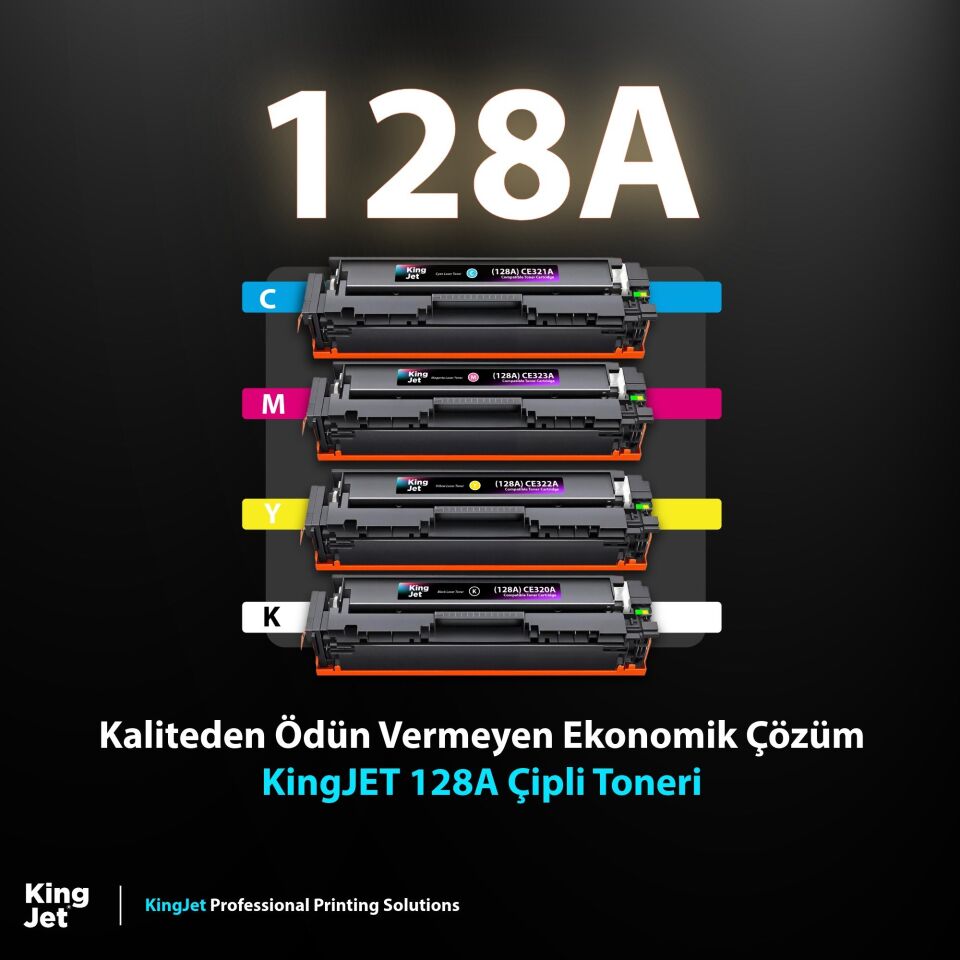 KingJET HP Uyumlu (128A) CE320A Standart Kapasiteli 4 Renk (Takım) Çipli Muadil Toneri |  CM1415fn
