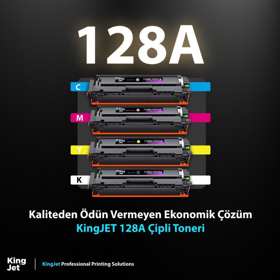KingJET HP Uyumlu (128A) CE320A Standart Kapasiteli 4 Renk (Takım) Çipli Muadil Toneri |  CM1415fnw
