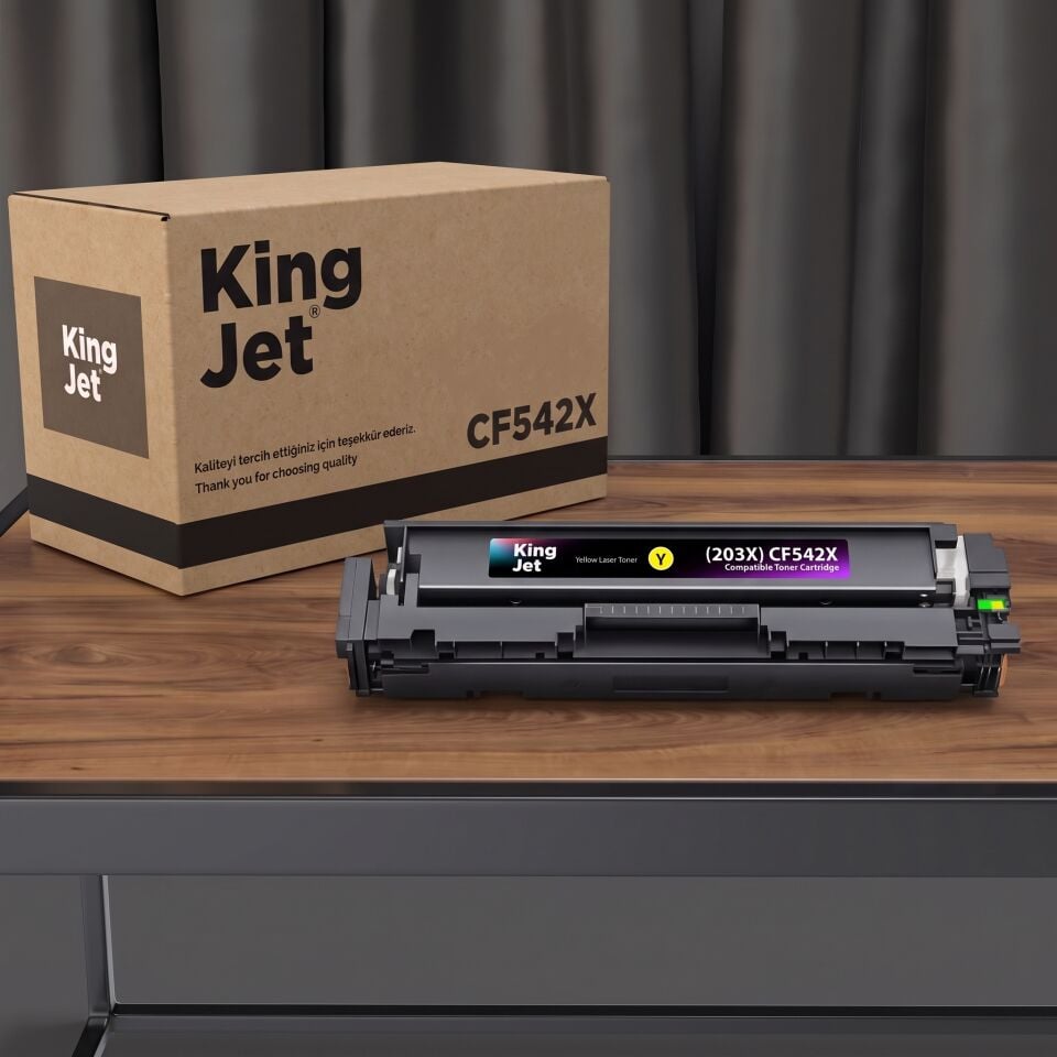 KingJET HP Uyumlu CF542X Sarı Yüksek Kapasiteli (Tekli) Çipli Muadil Toner