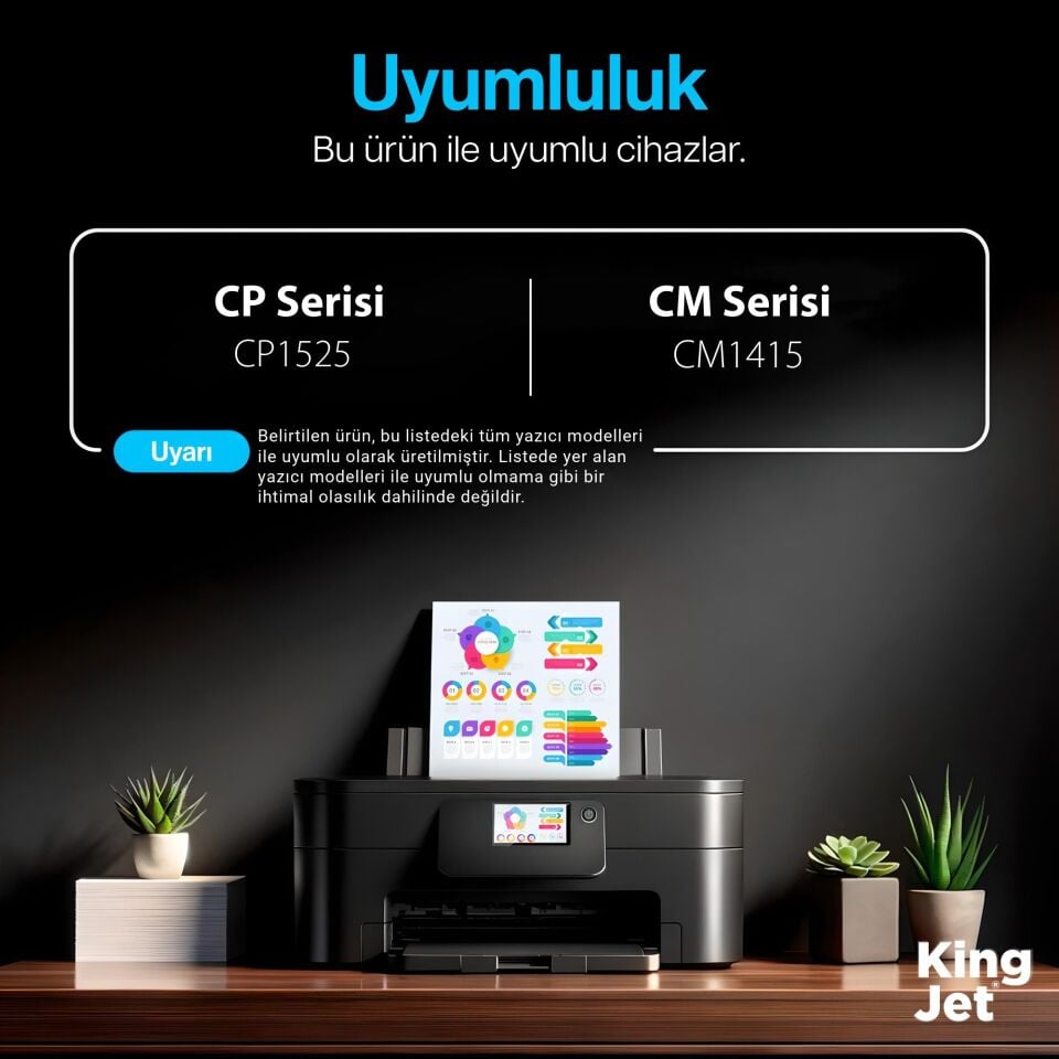 KingJET HP Uyumlu (128A) CE320A Standart Kapasiteli 4 Renk (Takım) Çipli Muadil Toneri |  CP1525n