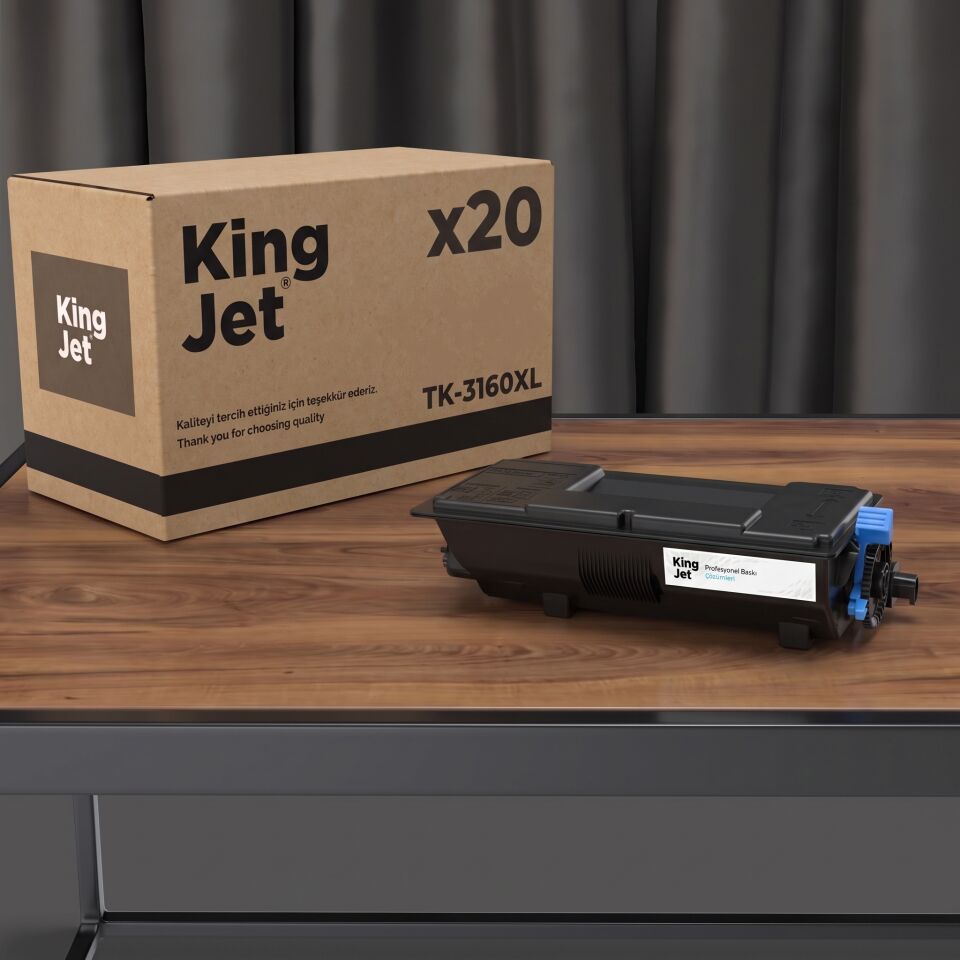 KingJET Kyocera Uyumlu TK-3160XL Standart Kapasiteli (20'li Paket) Çipli Muadil Toner | ECOSYS M3645dn