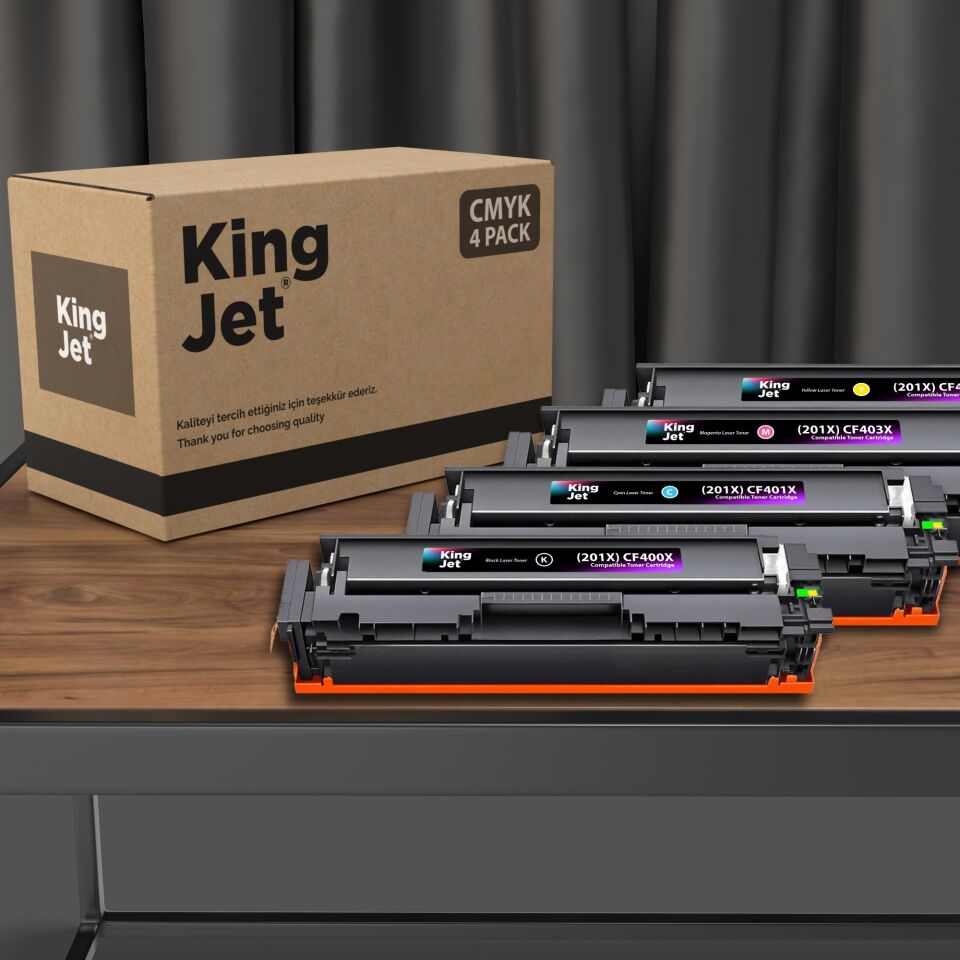 KingJET HP Uyumlu (201X) CF400X Yüksek Kapasiteli 4 Renk (Takım) Çipli Muadil Toneri | MFP M277n
