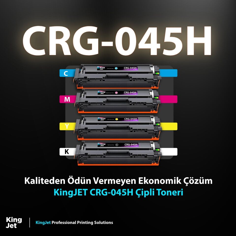 KingJET Canon Uyumlu CRG-045H Yüksek Kapasiteli 4 Renk (Takım) Çipli Muadil Toneri | MF631cn