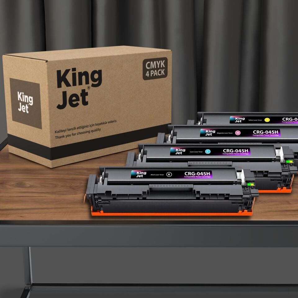 KingJET Canon Uyumlu CRG-045H Yüksek Kapasiteli 4 Renk (Takım) Çipli Muadil Toneri | MF634cdw