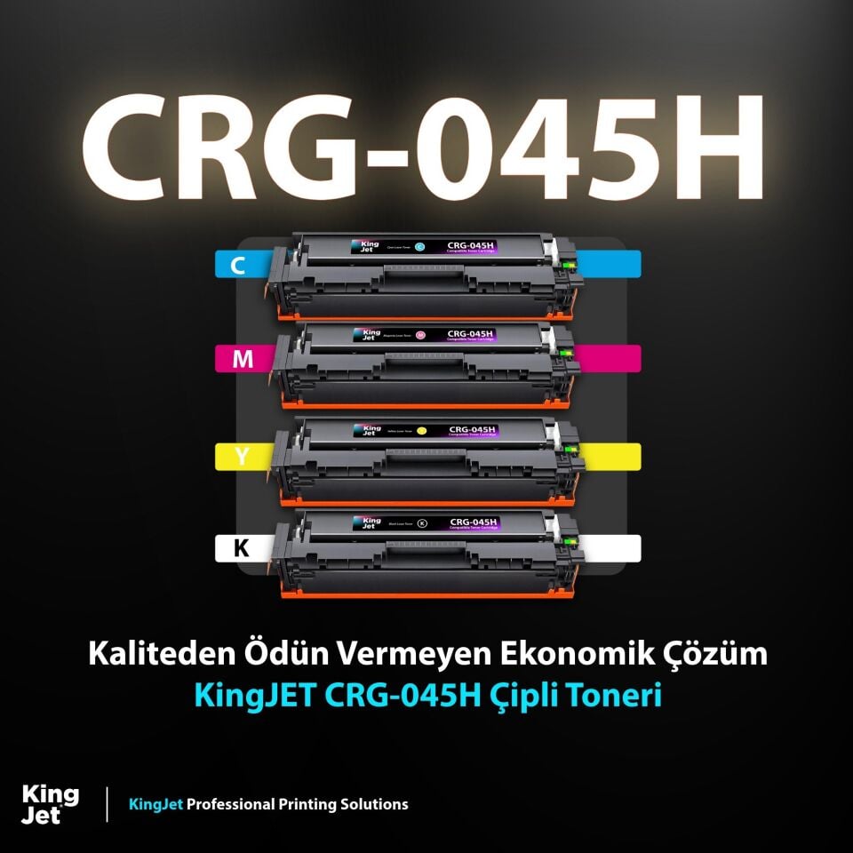 KingJET Canon Uyumlu CRG-045H Yüksek Kapasiteli 4 Renk (Takım) Çipli Muadil Toneri | MF636cdwt