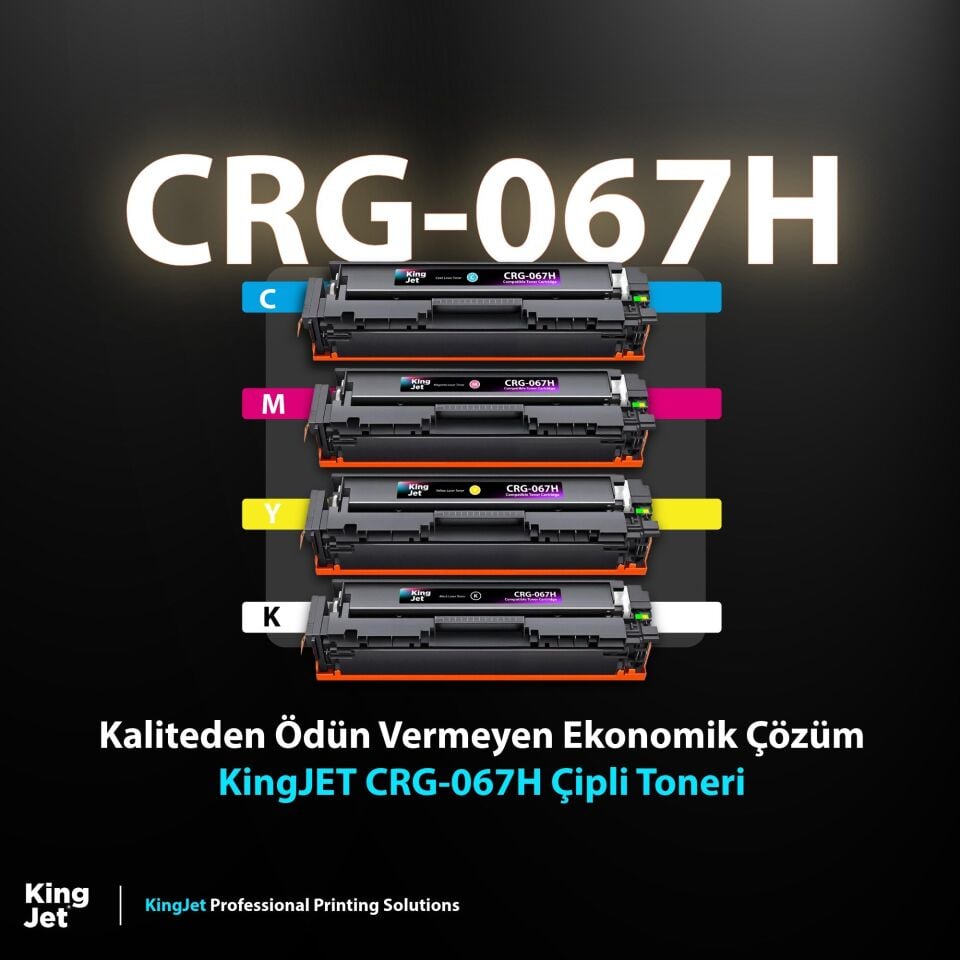 KingJET Canon Uyumlu CRG-067H Yüksek Kapasiteli 4 Renk (Takım) Çipli Muadil Toneri | LBP633cdw