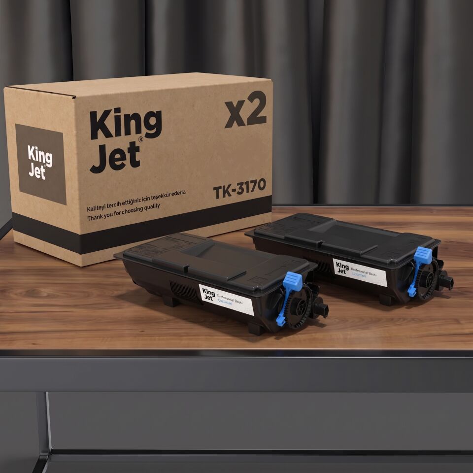 KingJET Kyocera Uyumlu TK-3170 Standart Kapasiteli (2'li Paket) Çipli Muadil Toner