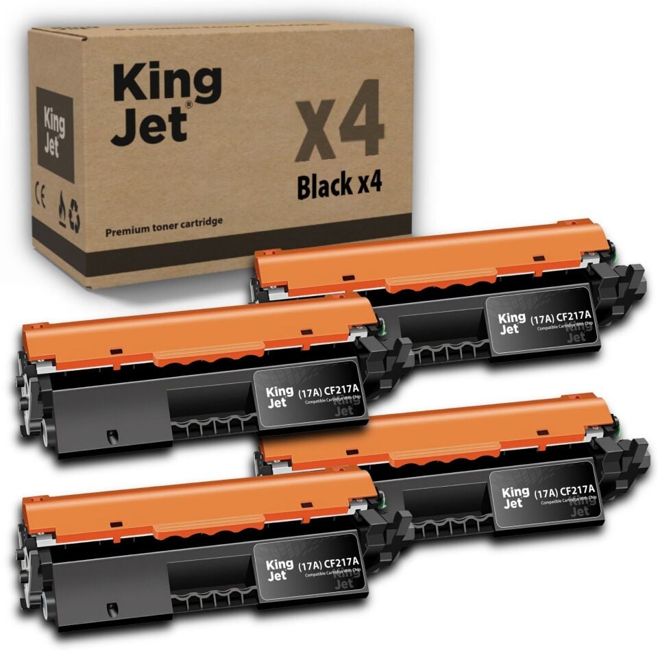 KingJET HP Uyumlu (17A) CF217A Standart Kapasiteli (4'lü Paket) Çipli Muadil Toneri | MFP M130fn