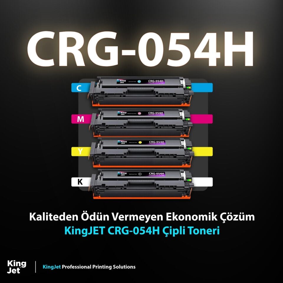KingJET Canon Uyumlu CRG-054H Yüksek Kapasiteli 4 Renk (Takım) Çipli Muadil Toneri |  LBP621cw