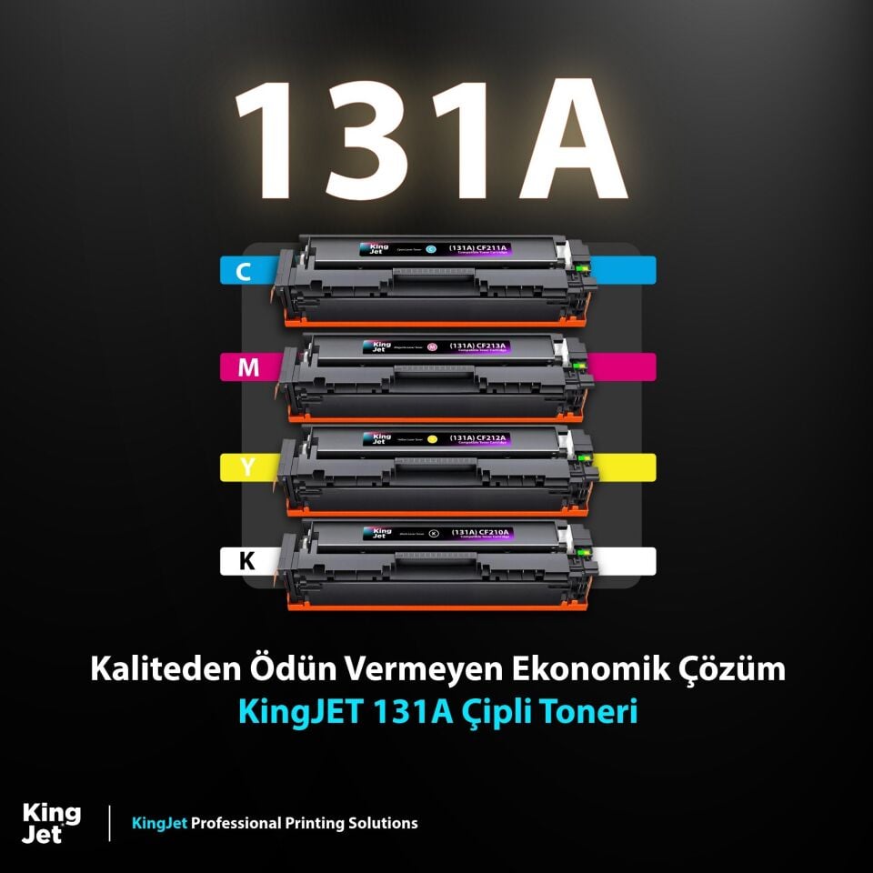 KingJET HP Uyumlu (131A) CF210A Standart Kapasiteli 4 Renk (Takım) Çipli Muadil Toneri | M251n