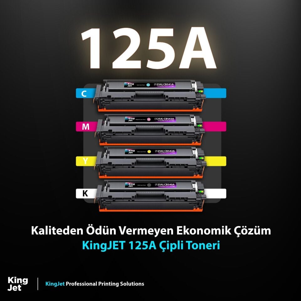 KingJET HP Uyumlu (125A) CB540A Standart Kapasiteli 4 Renk (Takım) Çipli Muadil Toneri | CM1312n