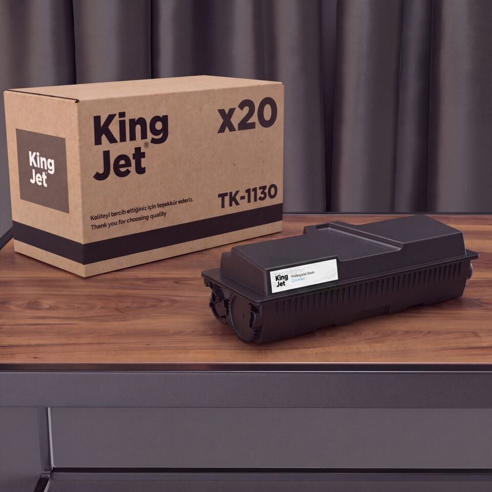 KingJET Kyocera Uyumlu TK-1130 Standart Kapasiteli (20'li Paket) Çipli Muadil Toner