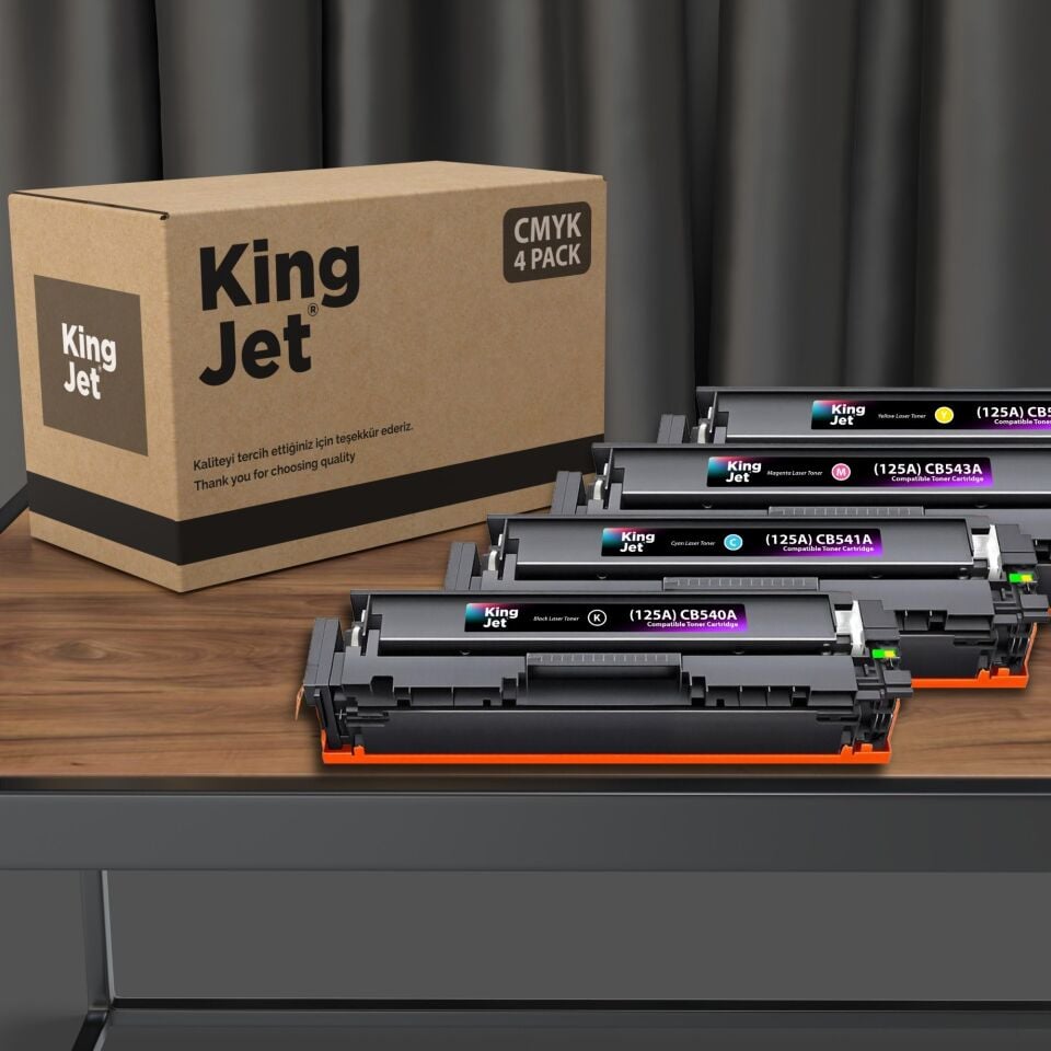 KingJET HP Uyumlu (125A) CB540A Standart Kapasiteli 4 Renk (Takım) Çipli Muadil Toneri | CP1518ni