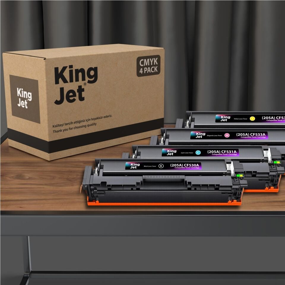 KingJET HP Uyumlu (205A) CF530A Standart Kapasiteli 4 Renk (Takım) Çipli Muadil Toneri | MFP M181