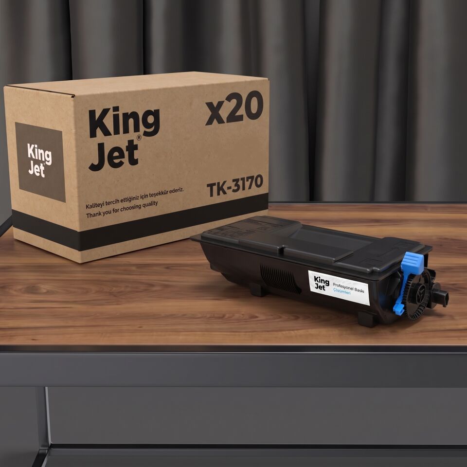 KingJET Kyocera Uyumlu TK-3170 Standart Kapasiteli (20'li Paket) Çipli Muadil Toner | ECOSYS P3155dn