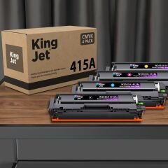 Kingjet HP 415A Uyumlu Standart Kapasiteli 4 Renk (Takım) Çipli Muadil Toner | Pro M454dw Uyumlu