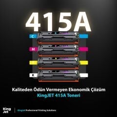 Kingjet HP 415A Uyumlu Standart Kapasiteli 4 Renk (Takım) Çipli Muadil Toner | M455dn Uyumlu