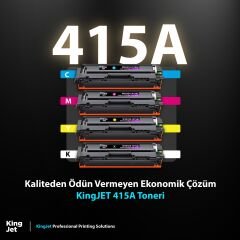 Kingjet HP 415A Uyumlu Standart Kapasiteli 4 Renk (Takım) Çipli Muadil Toner | MFP M479dw Uyumlu