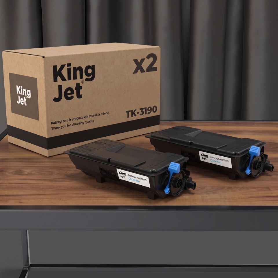 KingJET Kyocera Uyumlu TK-3190 Standart Kapasiteli (2'li Paket) Çipli Muadil Toner | ECOSYS M3655idn