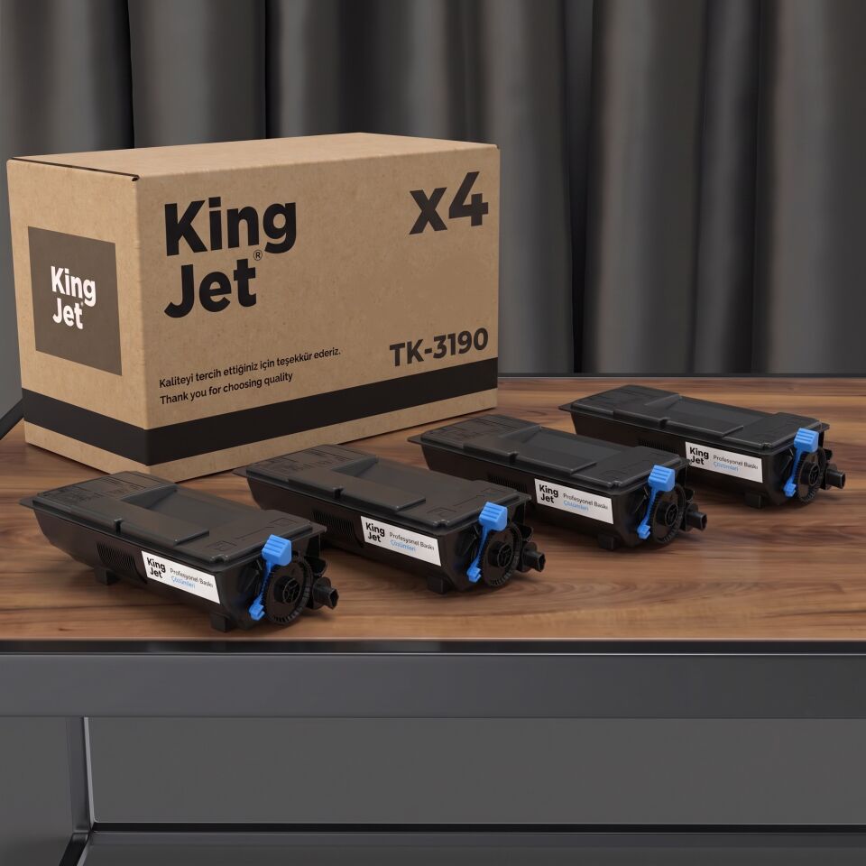 KingJET Kyocera Uyumlu TK-3190 Standart Kapasiteli (4'lü Paket) Çipli Muadil Toner | ECOSYS M3655idn