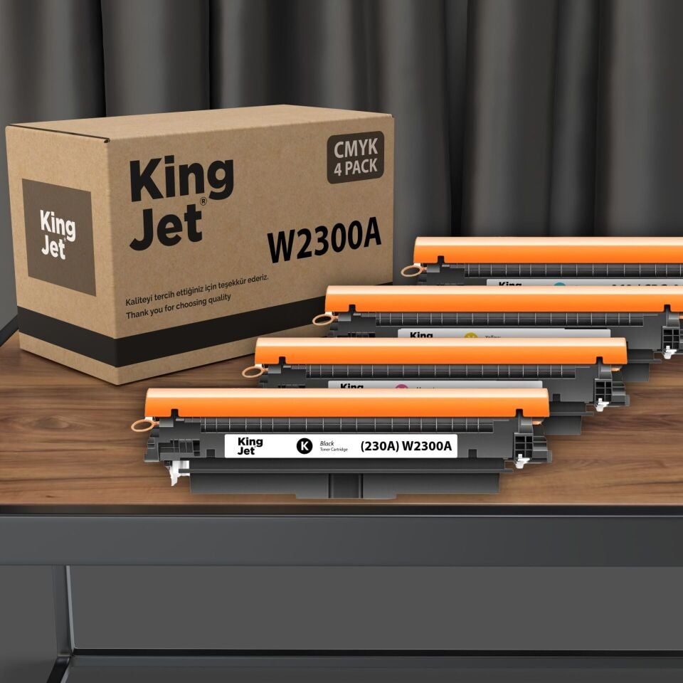 Kingjet HP Uyumlu (230A) W2300A Standart Kapasiteli Muadil Toner Çipli | W2300A W2301A W2302A W2303A