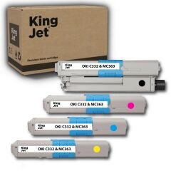 Kingjet OKI Uyumlu C332 Standart Kapasiteli 4 Renk (Takım) Muadil Toner | MC363 Uyumlu