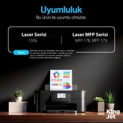 Kingjet HP Color Laser MFP 178 ile uyumlu Standart Kapasiteli 4 Renk Muadil Toner Çipli | 117A