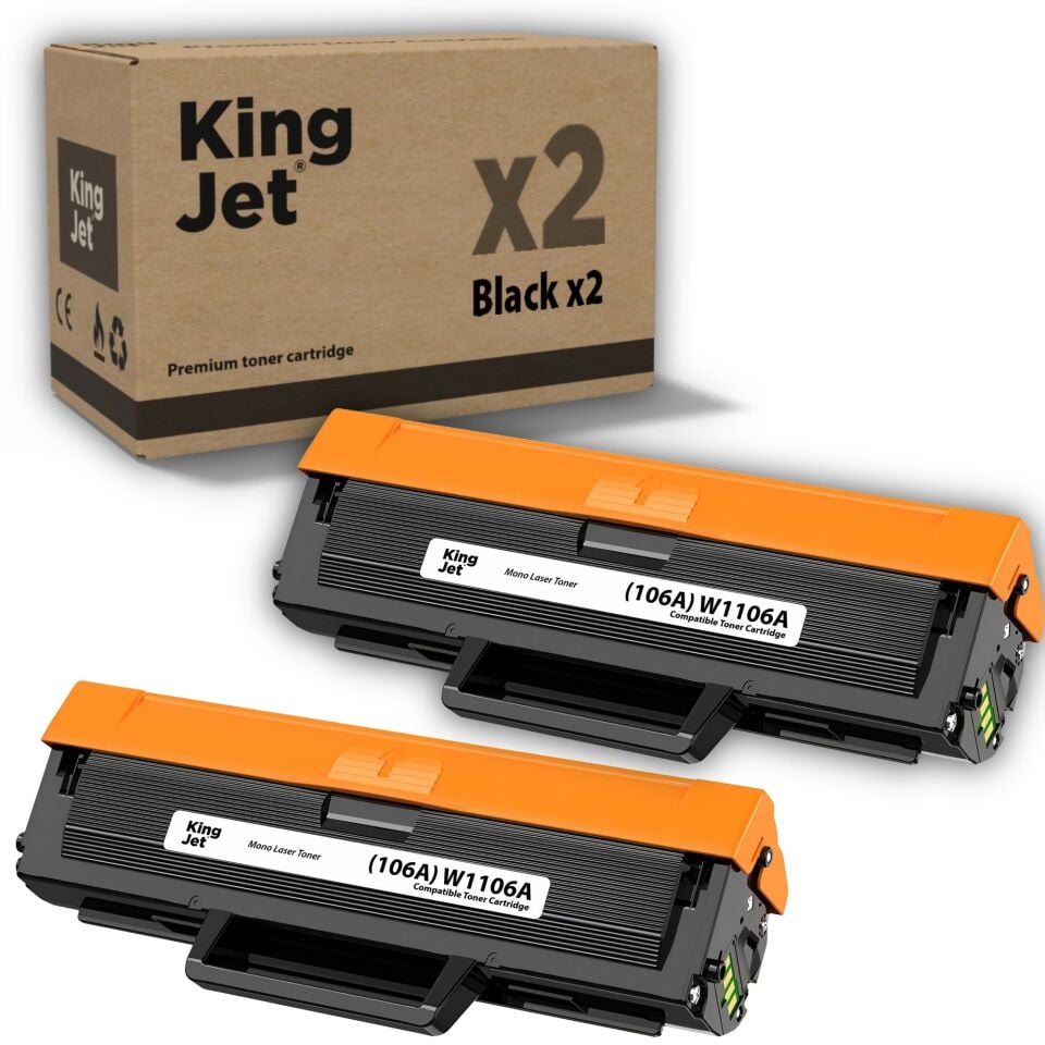 KingJET HP Uyumlu (106A) W1106A Standart Kapasiteli (2'li Paket) Çipli Muadil Toneri | 107r