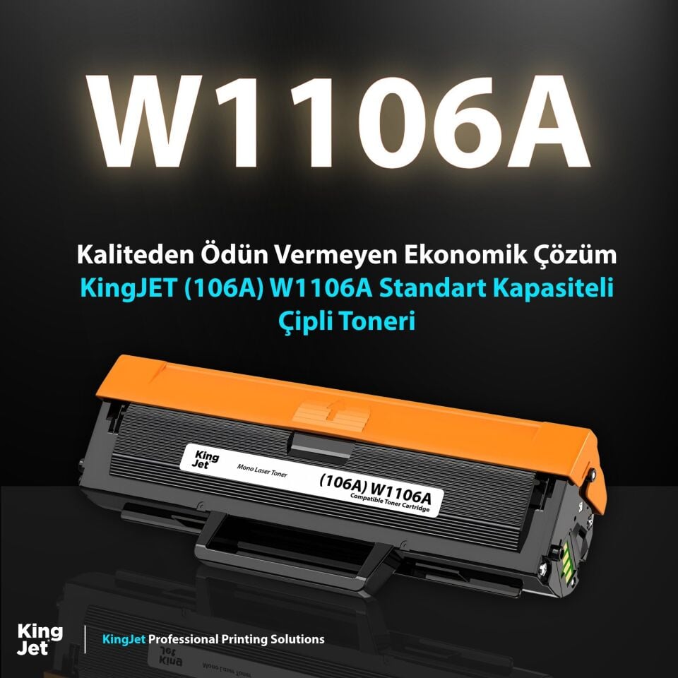 KingJET HP Uyumlu (106A) W1106A Standart Kapasiteli (4'lü Paket) Çipli Muadil Toneri | MFP 138fw