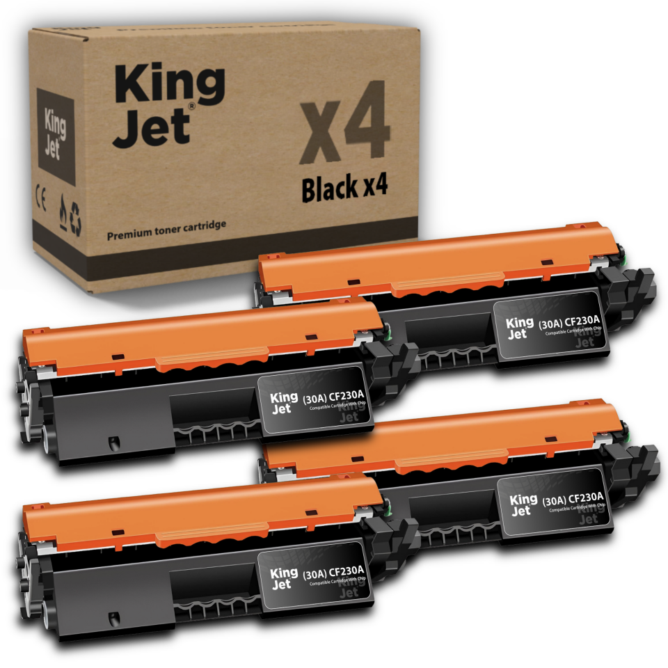 KingJET HP Uyumlu (30A) CF230A Standart Kapasiteli (4'lü Paket) Çipli Muadil Toneri | M203