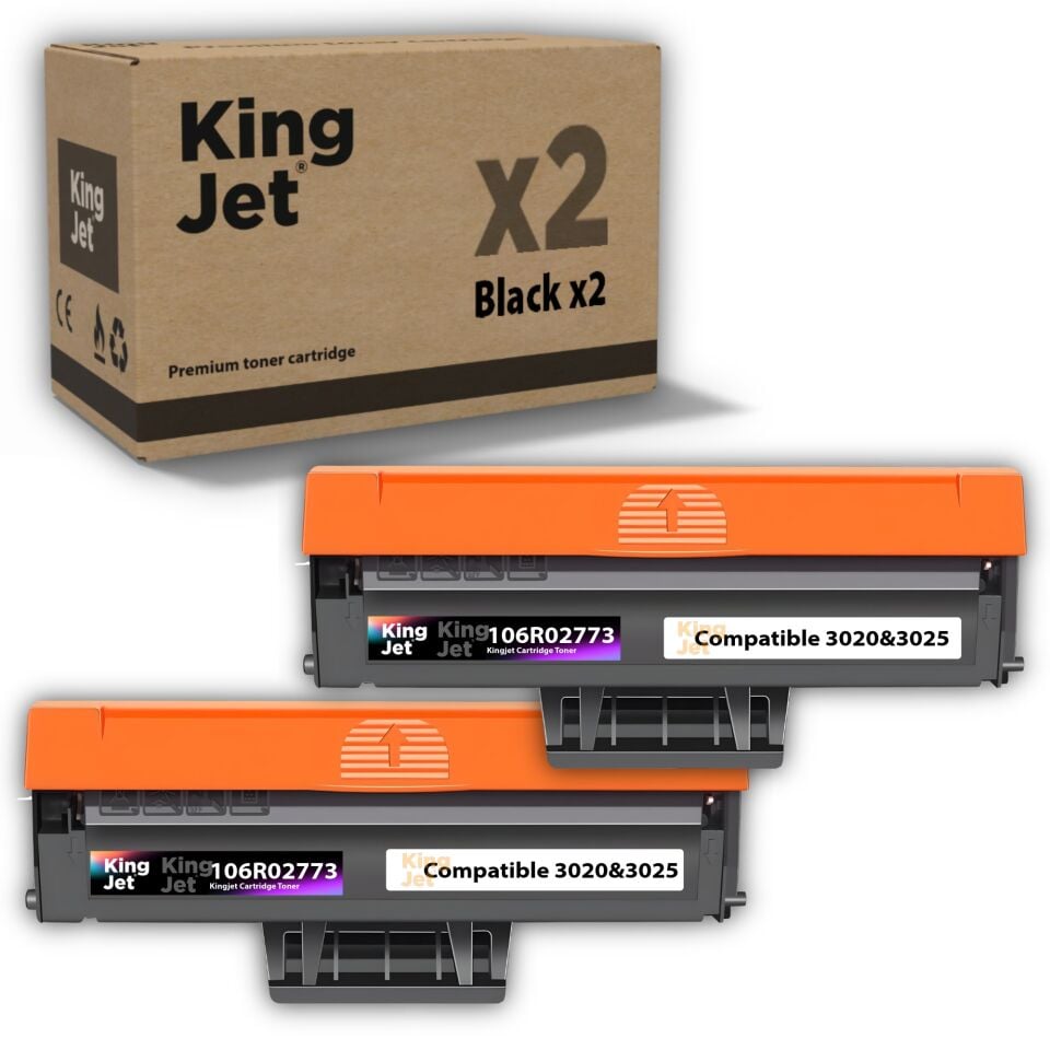 KingJET Xerox Uyumlu 106R02773 Standart Kapasiteli (2'li Paket) Çipli Muadil Toneri | Phaser 3020, 3025