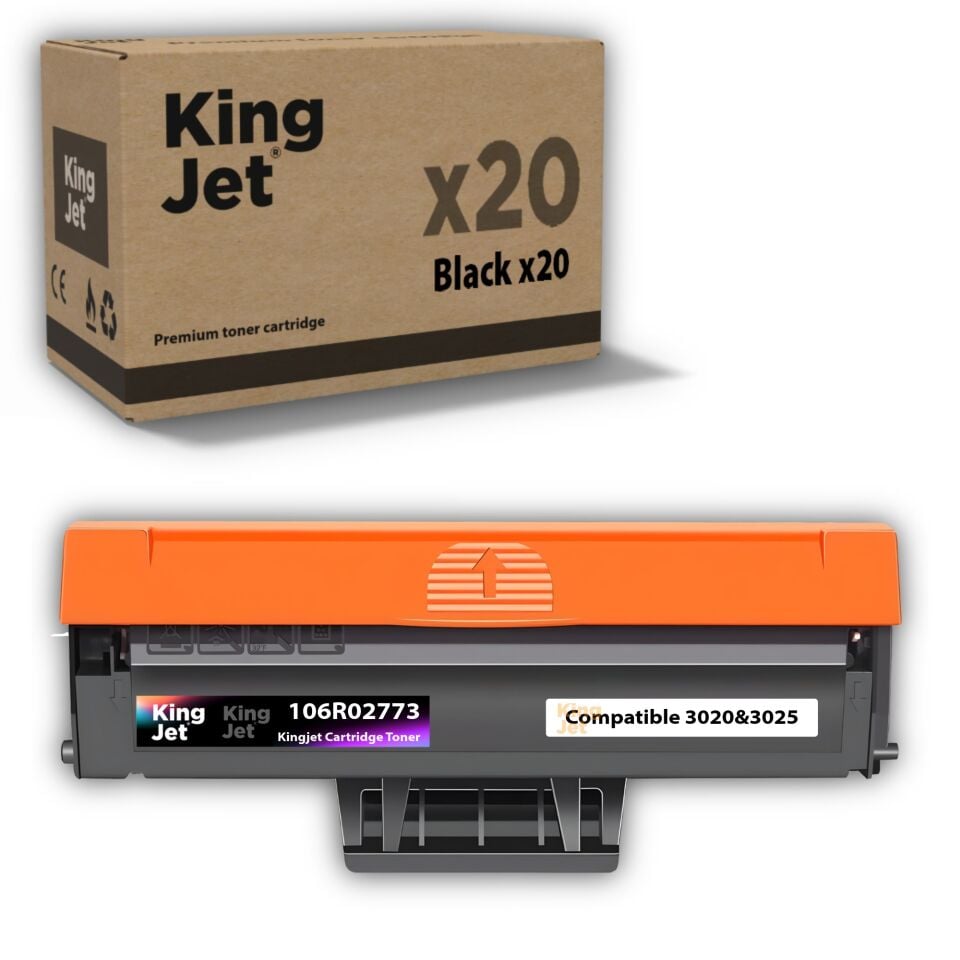 KingJET Xerox Uyumlu 106R02773 Standart Kapasiteli (20'li Paket) Çipli Muadil Toneri | Phaser 3020, 3025