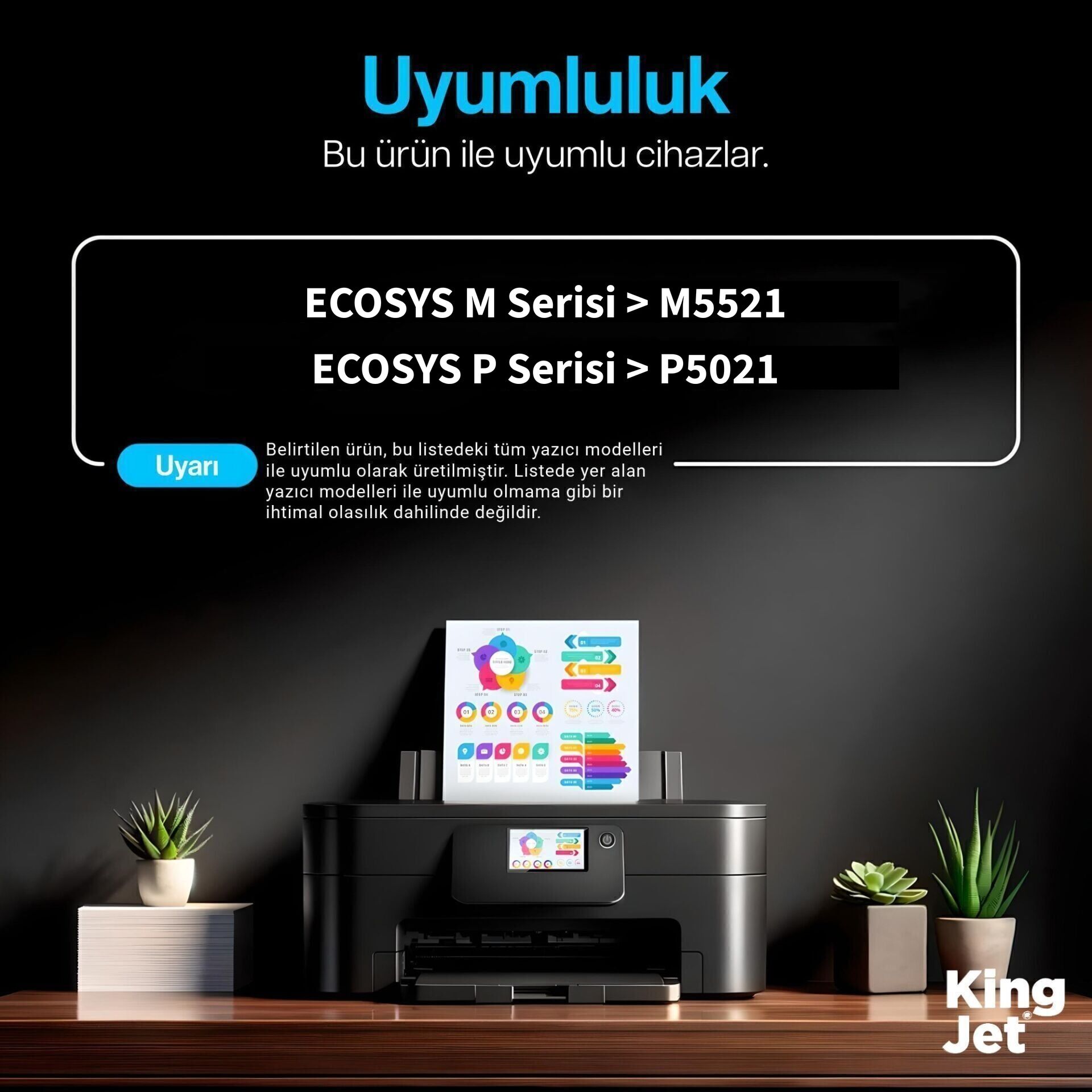 KingJET Kyocera TK-5230M Kırmızı (Magenta) Uyumlu Yazıcılar
