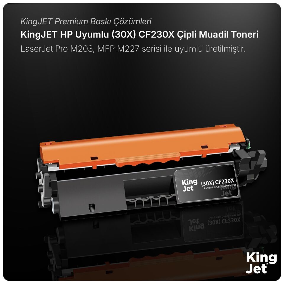 KingJET HP Uyumlu (30X) CF230X Yüksek Kapasiteli (4'lü Paket) Çipli Muadil Toneri | M203