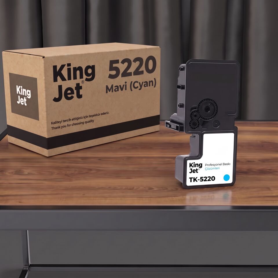 Kingjet Kyocera TK-5220 Uyumlu Standart Kapasiteli Mavi (Cyan) Muadil Toner Çipli | ECOSYS M5521cdw
