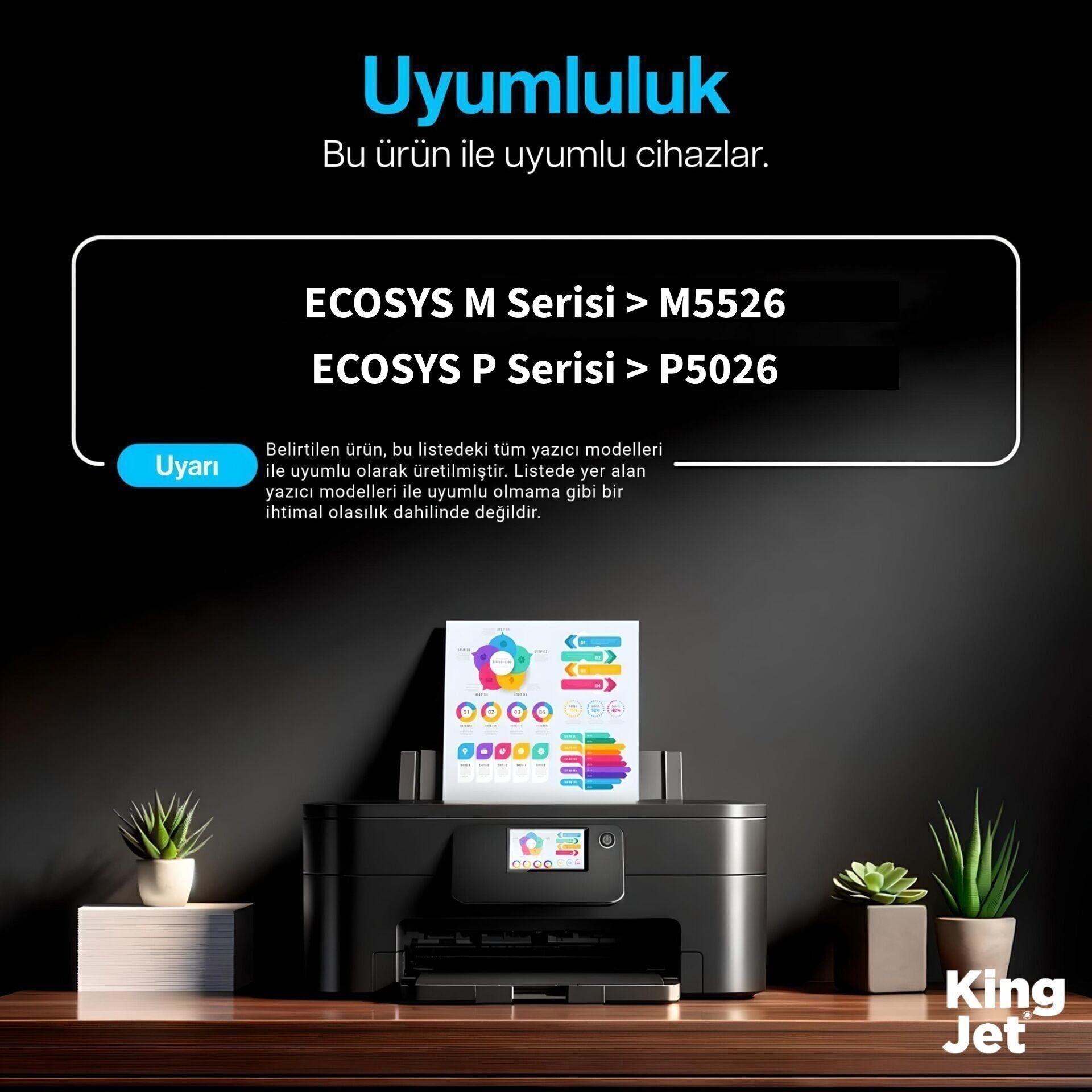 KingJET Kyocera TK-5240K Siyah (Black) Uyumlu Yazıcılar